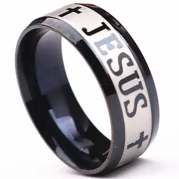 English Titanium Steel Christian Cross Bible Ring for Men and Women Personalized Ring Customize Ring Engraved Ring