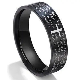 English Titanium Steel Christian Cross Bible Ring for Men and Women Personalized Ring Customize Ring Engraved Ring
