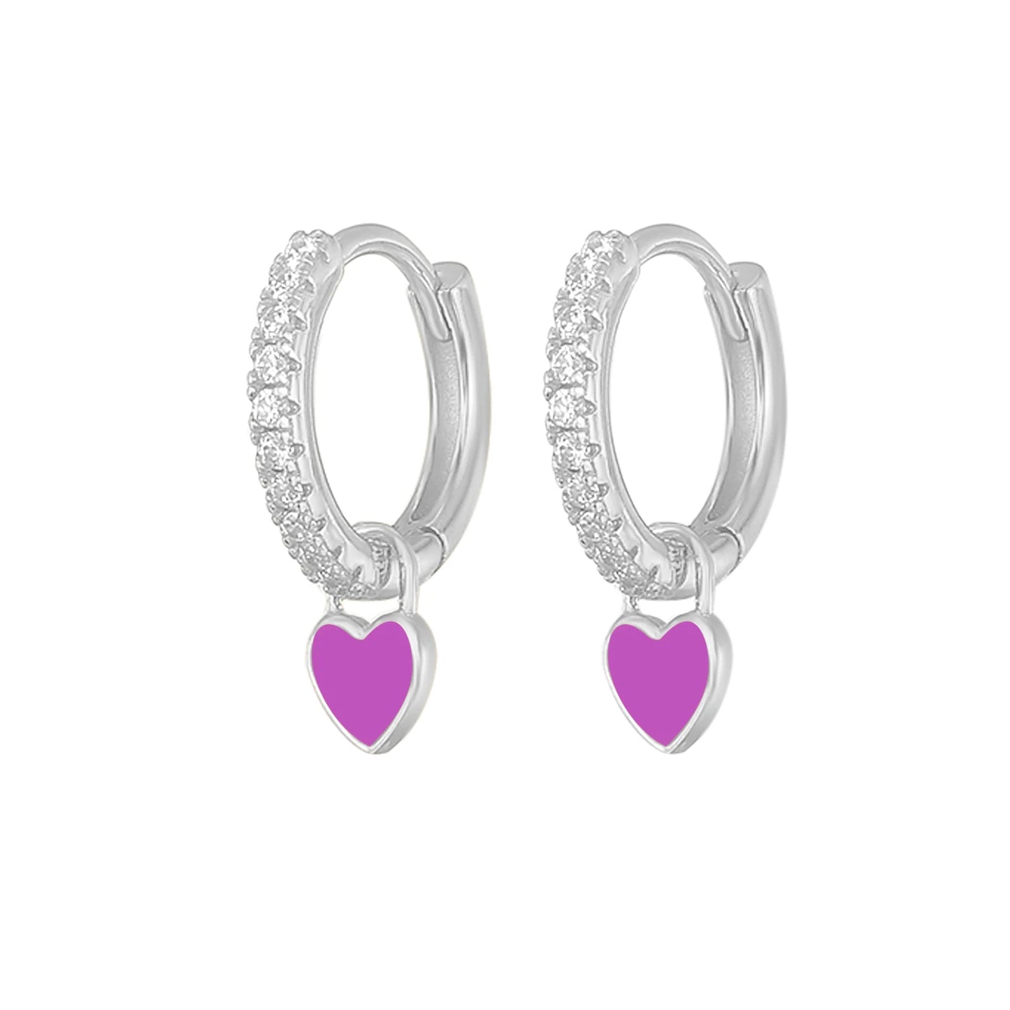 Cute Enamel Heart Drop Earring
