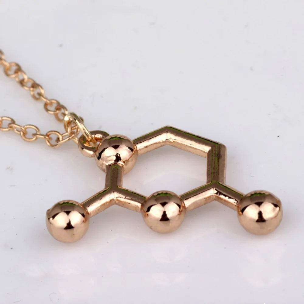 Simple Caffeine Molecule Structure Necklace