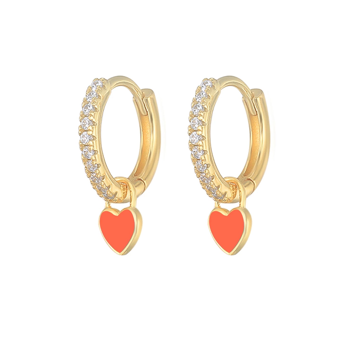 Cute Enamel Heart Drop Earring