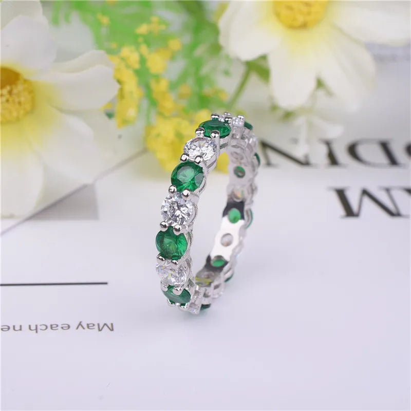925 Sterling Silver Round Cut Engagement Ring