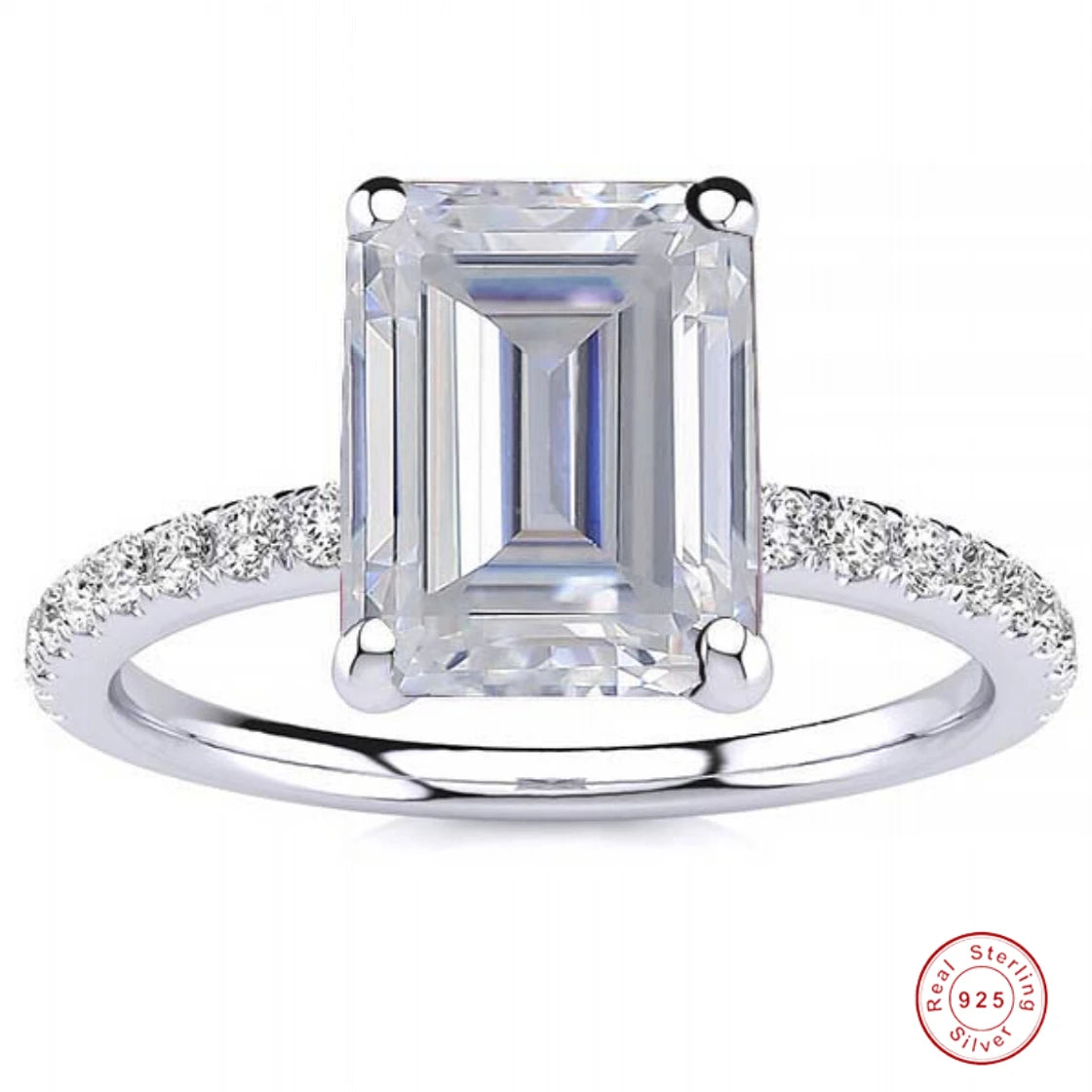 925 Sterling Silver Round Cut Engagement Ring