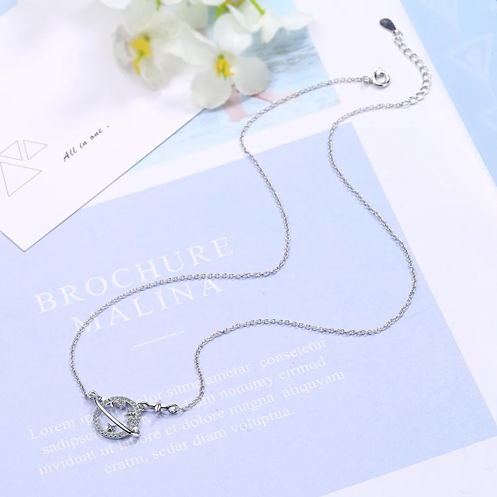 Zircon Planet Universe Pendant Necklace