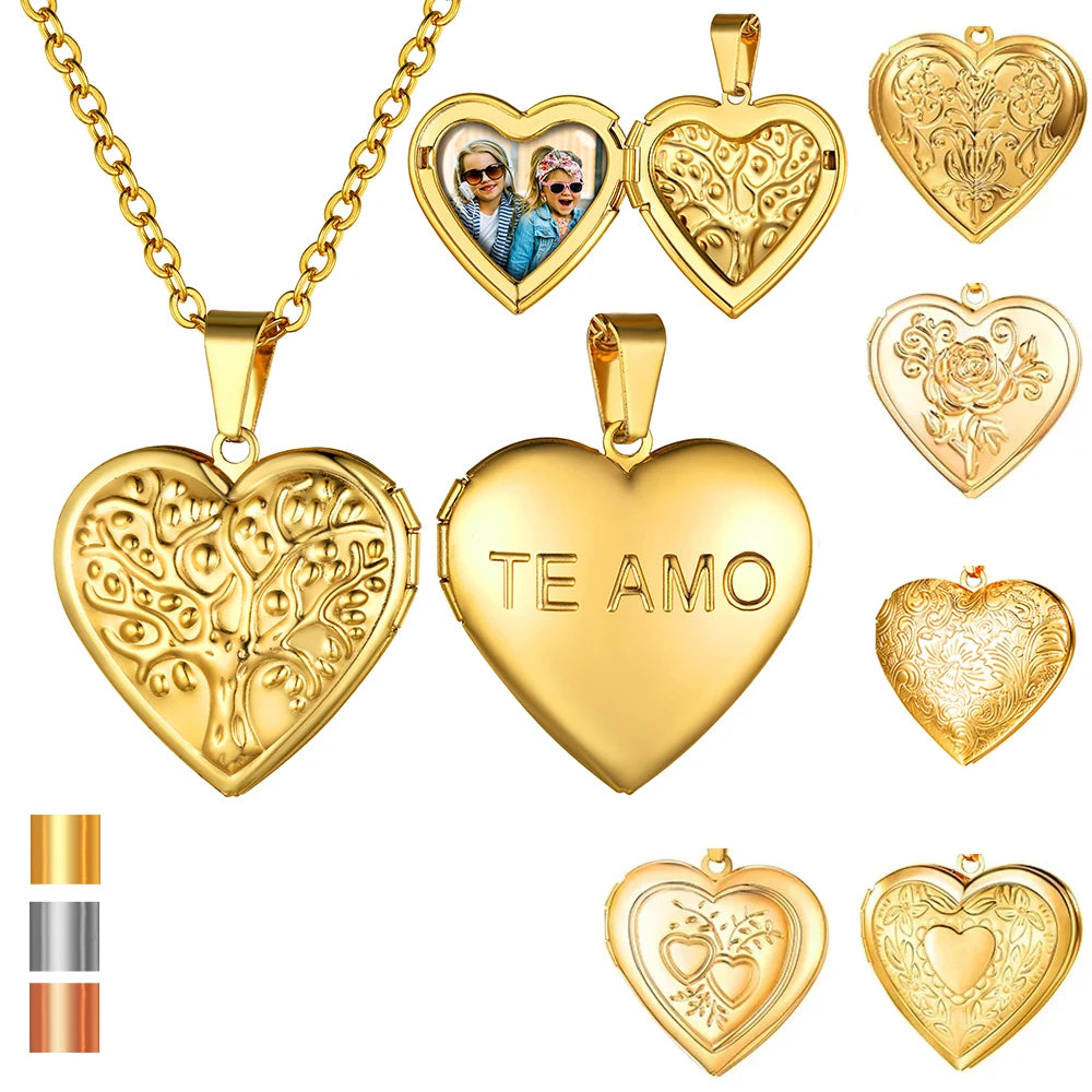 Heart Frame Memory Locket Pendant Necklace