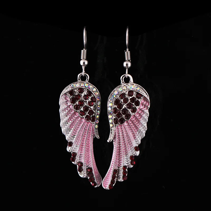 Angel Wings Feather Crystal Earrings