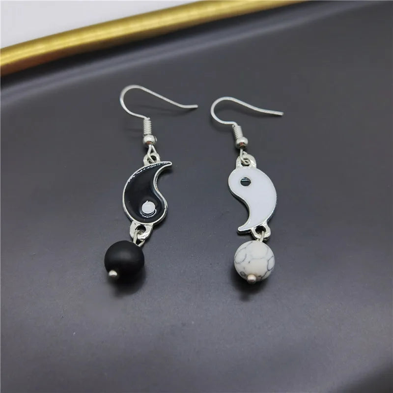 Drip Oil Yin and Yang Drop Earrings