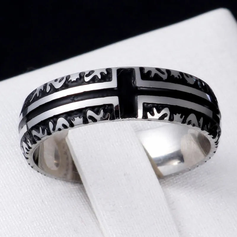 English Titanium Steel Christian Cross Bible Ring for Men and Women Personalized Ring Customize Ring Engraved Ring