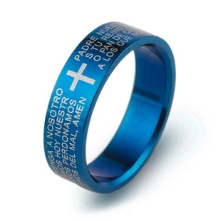 English Titanium Steel Christian Cross Bible Ring for Men and Women Personalized Ring Customize Ring Engraved Ring