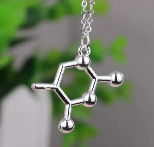 Simple Caffeine Molecule Structure Necklace