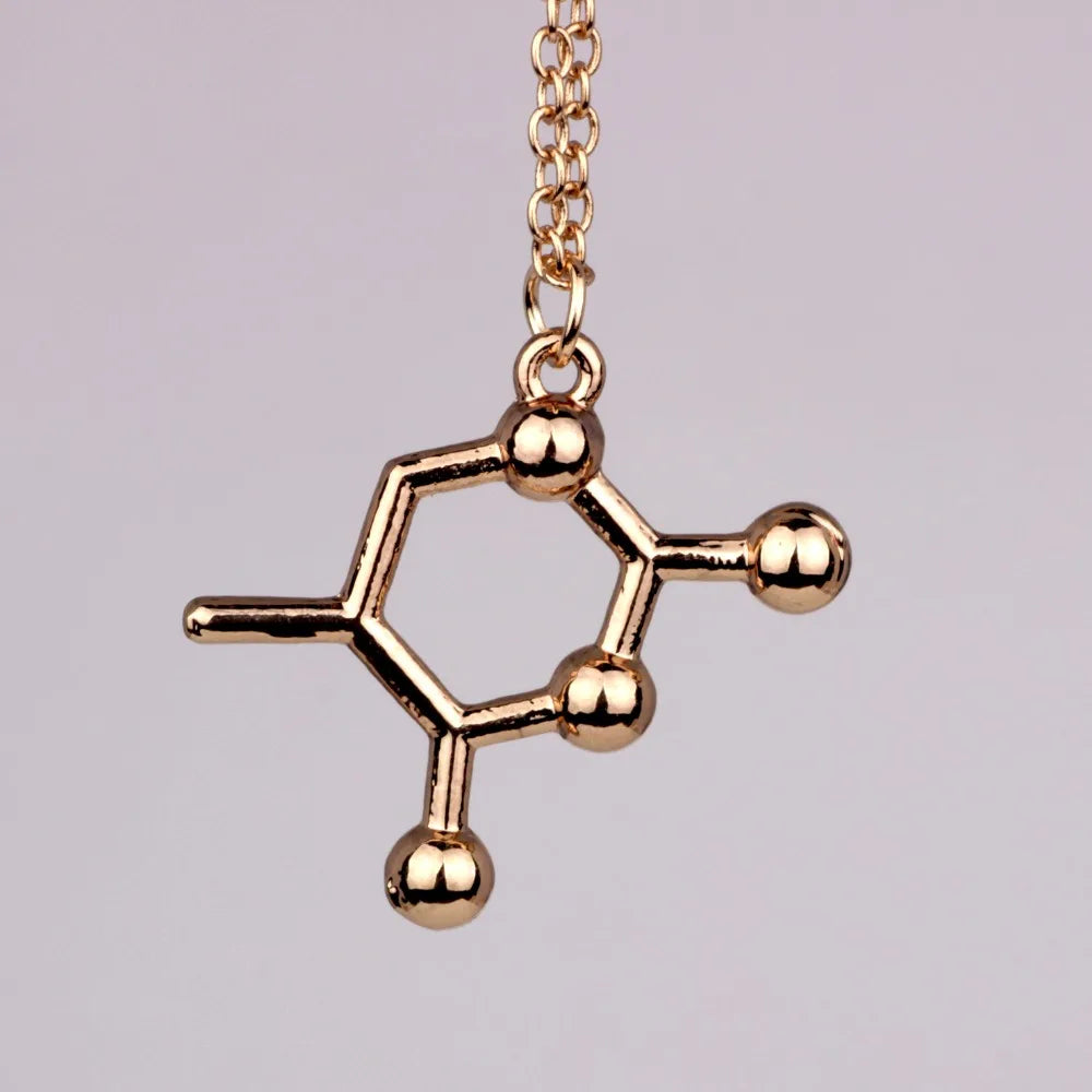Simple Caffeine Molecule Structure Necklace