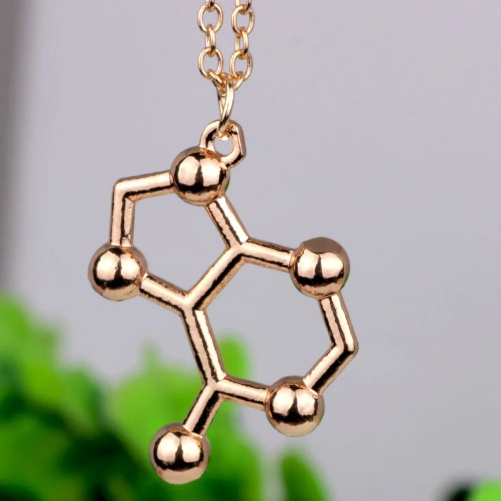 Simple Caffeine Molecule Structure Necklace