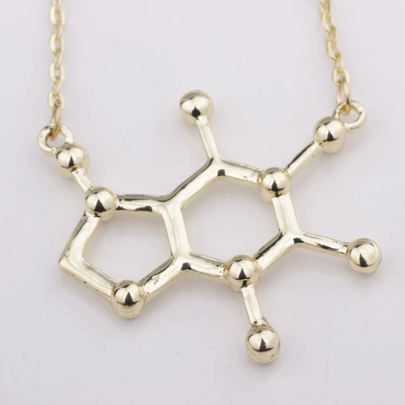Simple Caffeine Molecule Structure Necklace