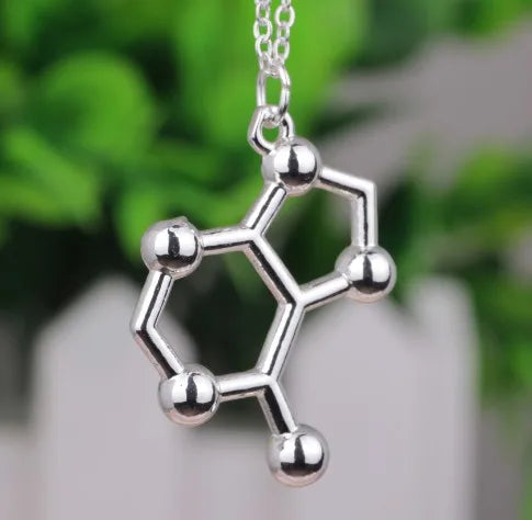Simple Caffeine Molecule Structure Necklace