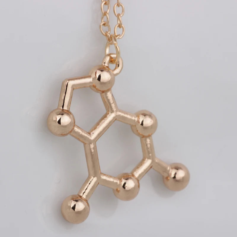 Simple Caffeine Molecule Structure Necklace