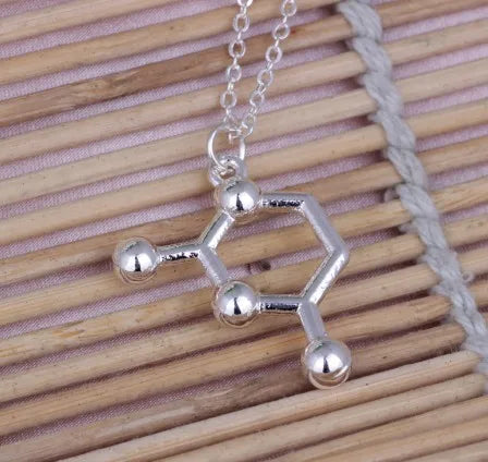 Simple Caffeine Molecule Structure Necklace