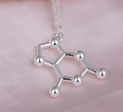 Simple Caffeine Molecule Structure Necklace
