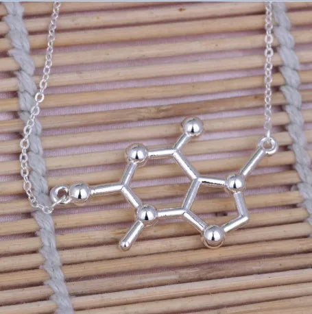 Simple Caffeine Molecule Structure Necklace