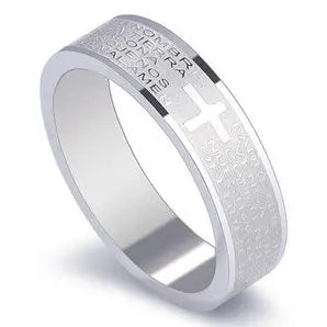 English Titanium Steel Christian Cross Bible Ring for Men and Women Personalized Ring Customize Ring Engraved Ring