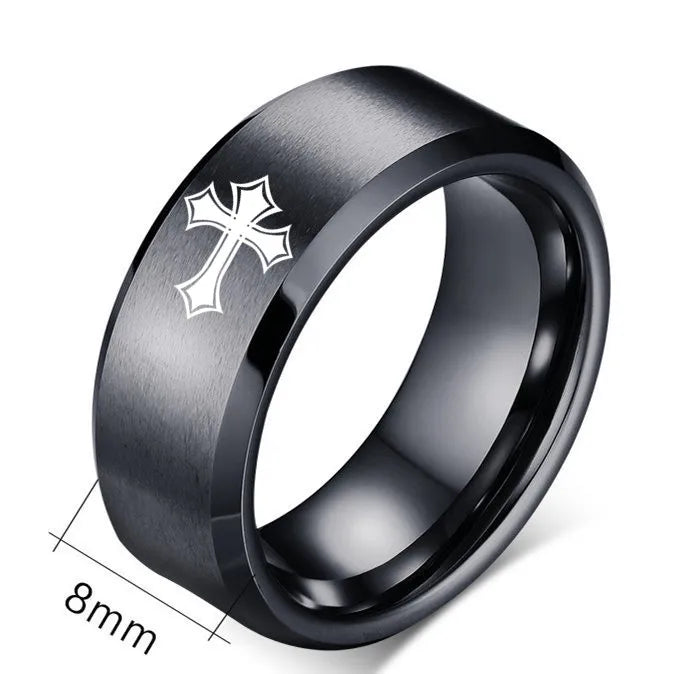 English Titanium Steel Christian Cross Bible Ring for Men and Women Personalized Ring Customize Ring Engraved Ring