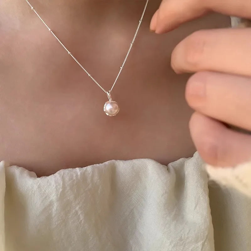 Natural Freshwater Pearl 925 Sterling Silver Necklace