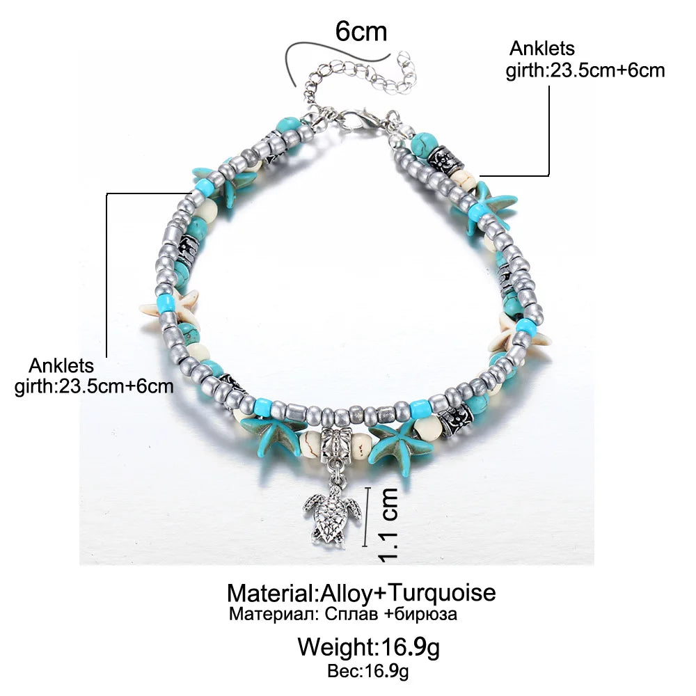 Bohemian Imitation Pearls Starfish Charms Bracelet
