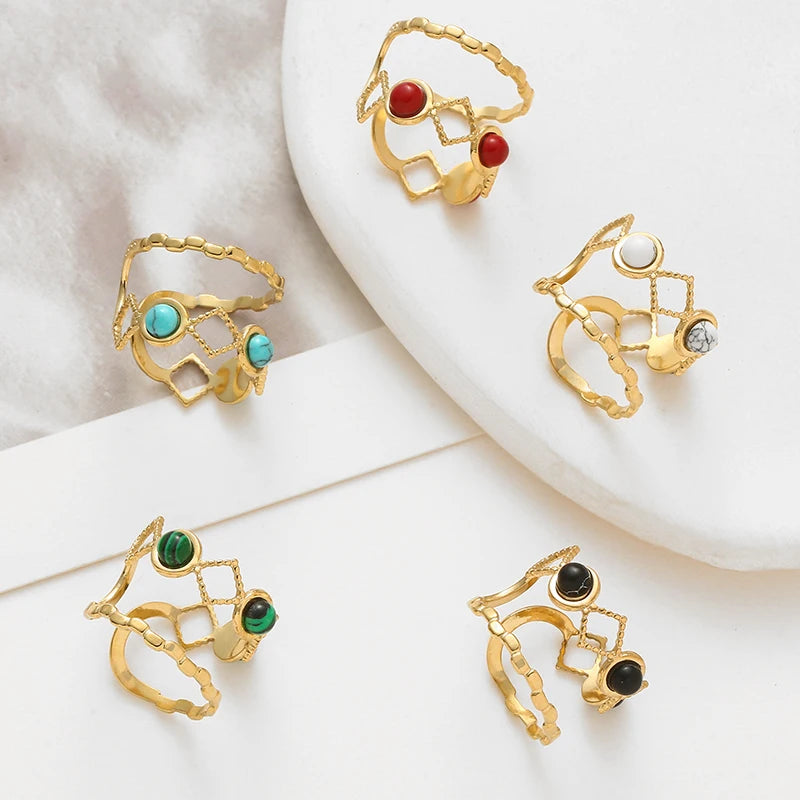 Trendy Stone Layered Ring
