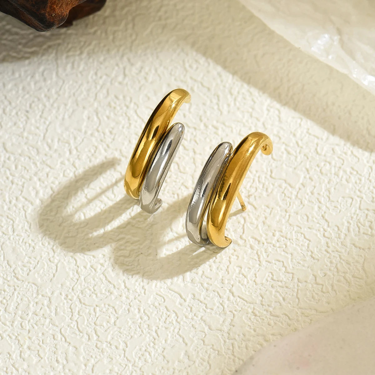 Gold Silver Geometric Hoop Earrings