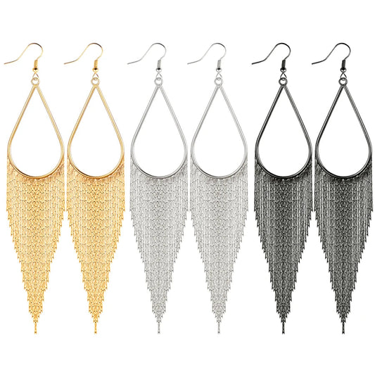Boho Gold Long Tassels Earrings