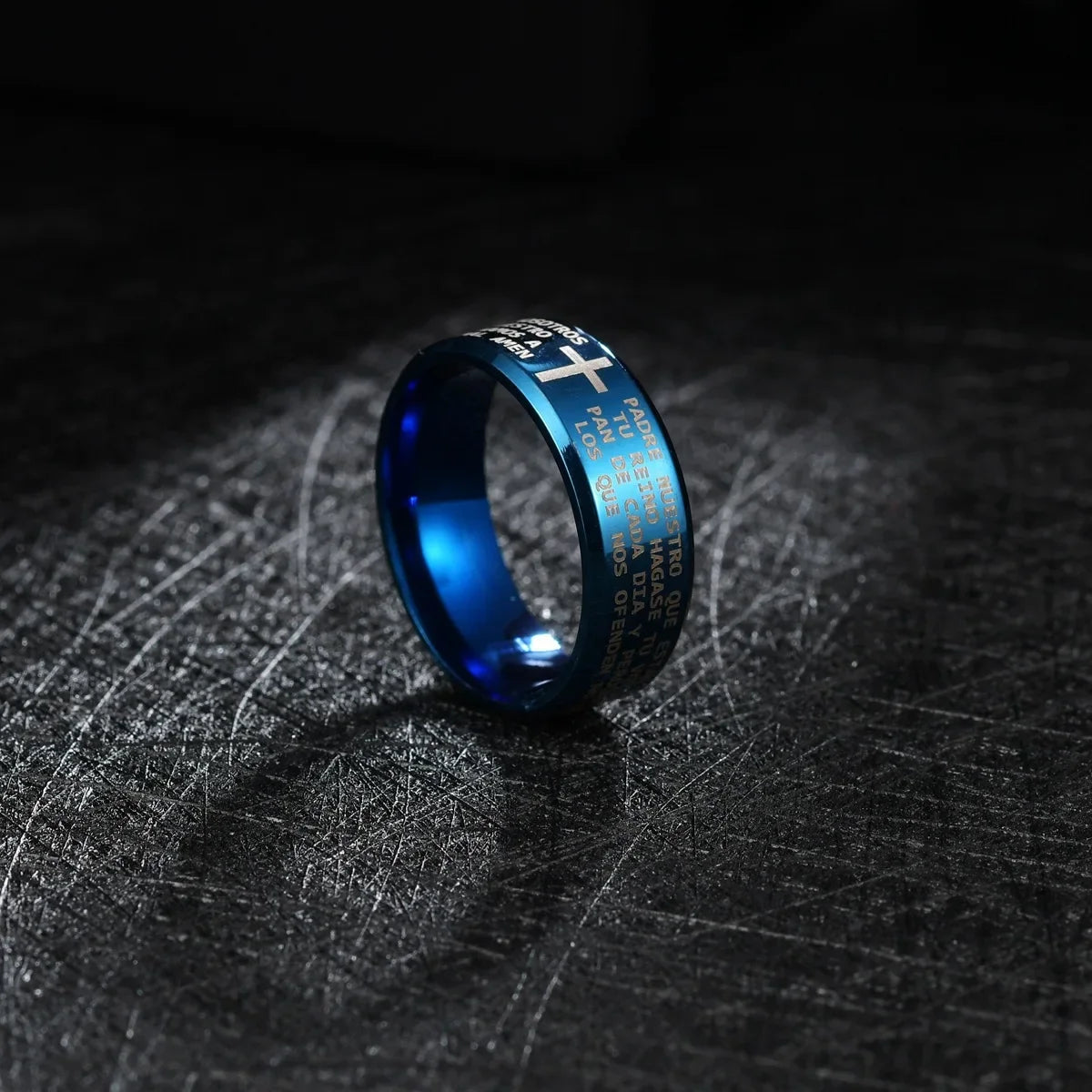 English Titanium Steel Christian Cross Bible Ring for Men and Women Personalized Ring Customize Ring Engraved Ring