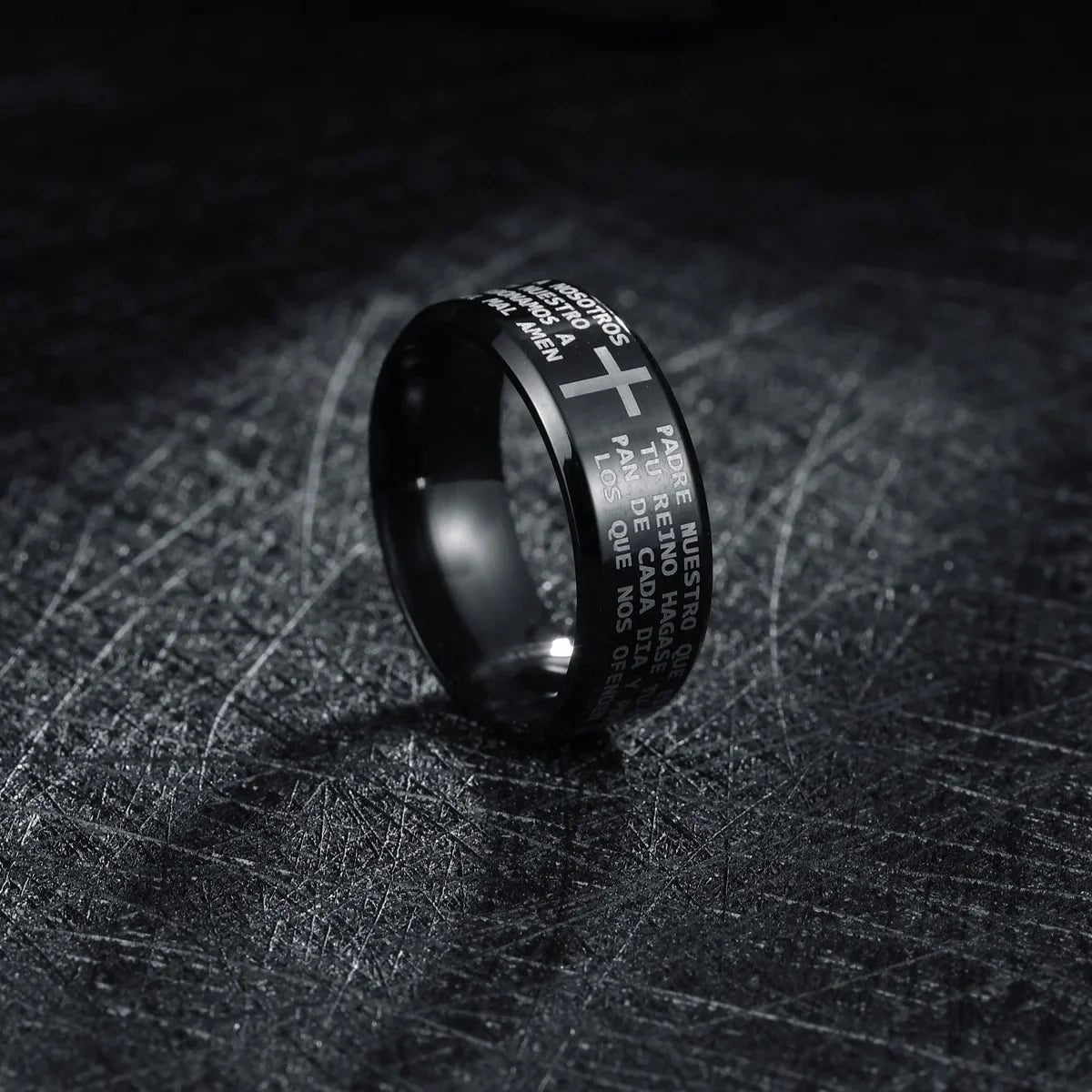 English Titanium Steel Christian Cross Bible Ring for Men and Women Personalized Ring Customize Ring Engraved Ring