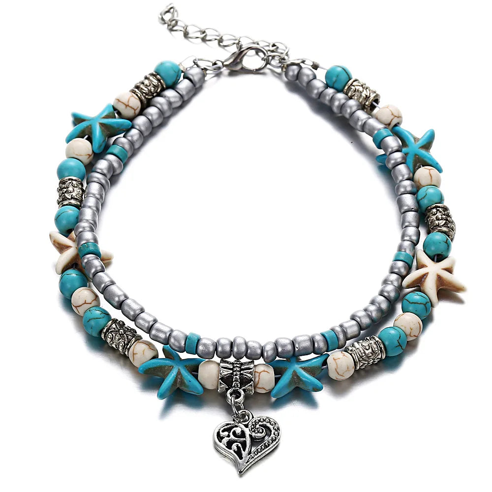 Bohemian Imitation Pearls Starfish Charms Bracelet