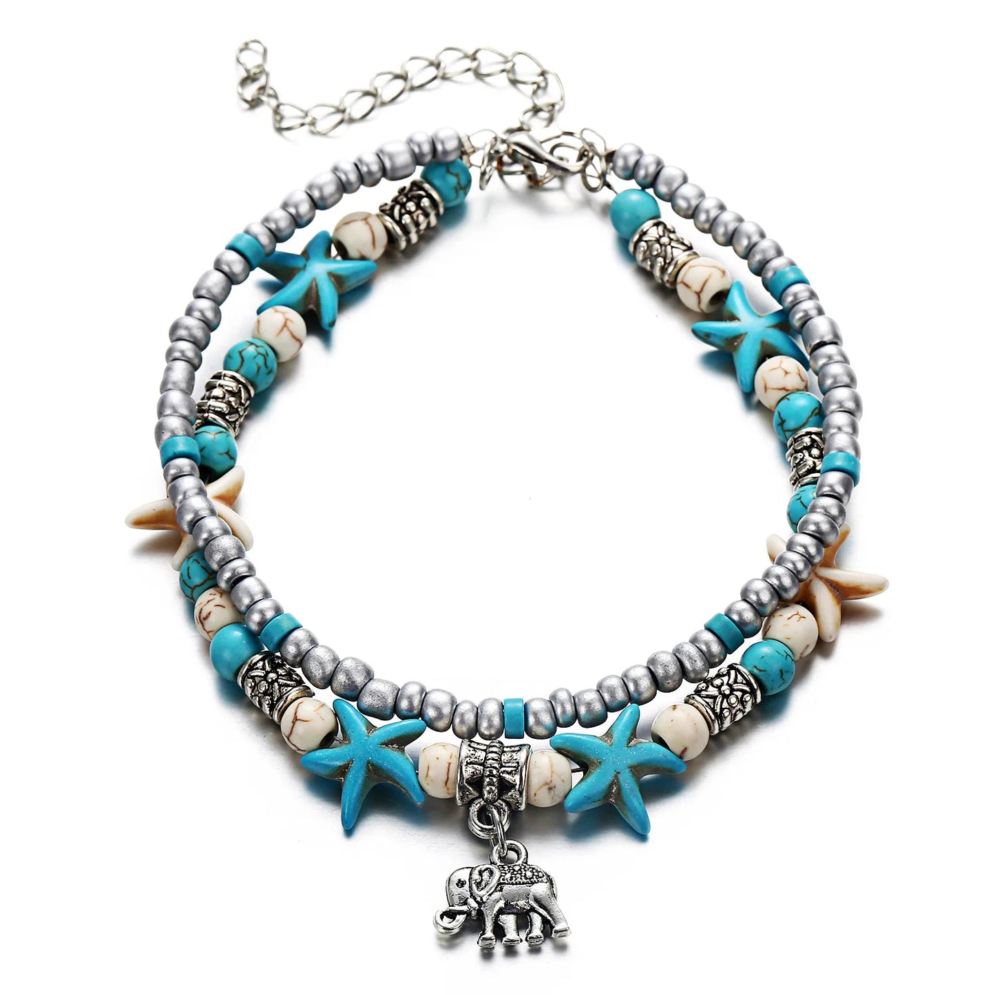 Bohemian Imitation Pearls Starfish Charms Bracelet