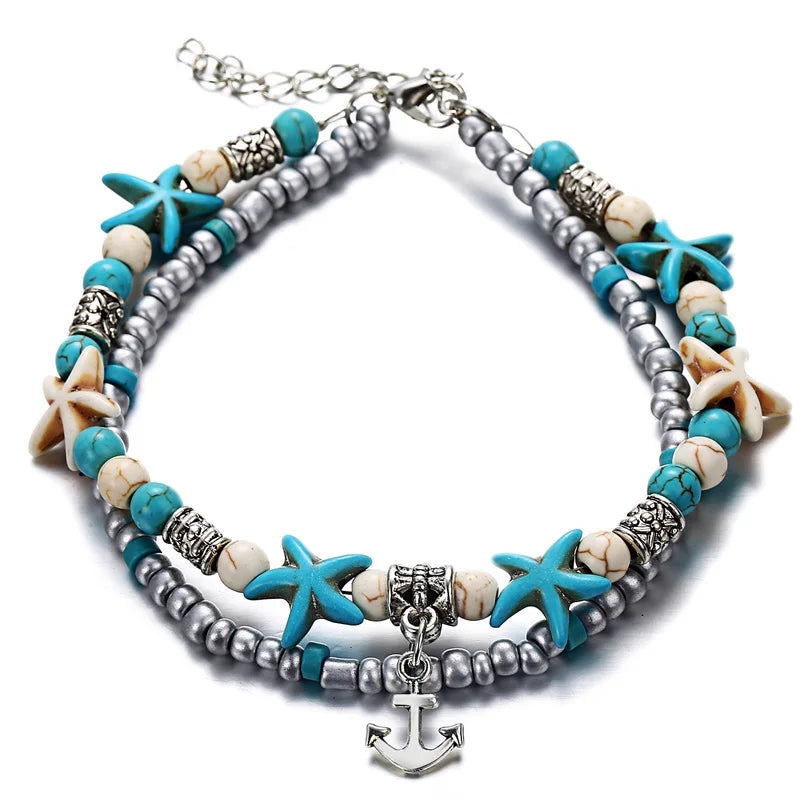 Bohemian Imitation Pearls Starfish Charms Bracelet