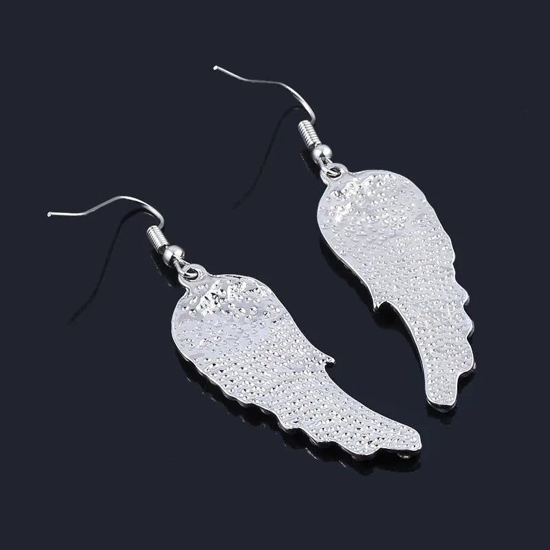 Angel Wings Feather Crystal Earrings
