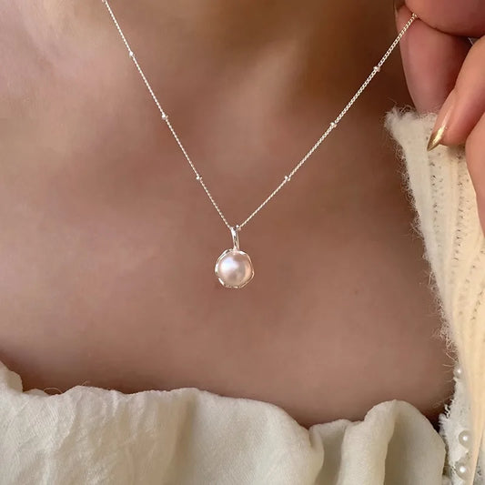 Natural Freshwater Pearl 925 Sterling Silver Necklace