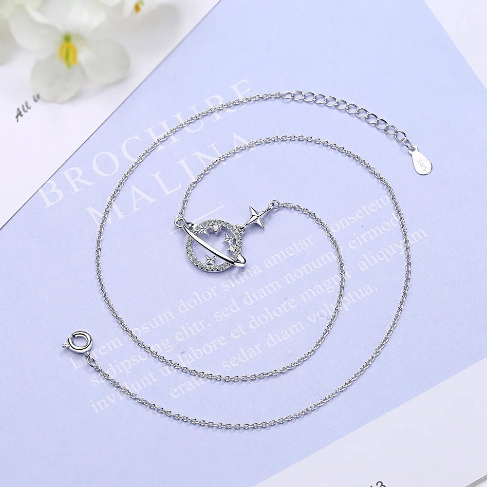 Zircon Planet Universe Pendant Necklace