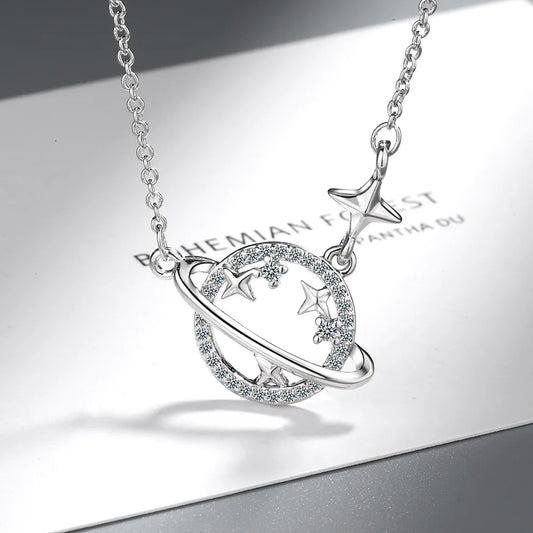 Zircon Planet Universe Pendant Necklace