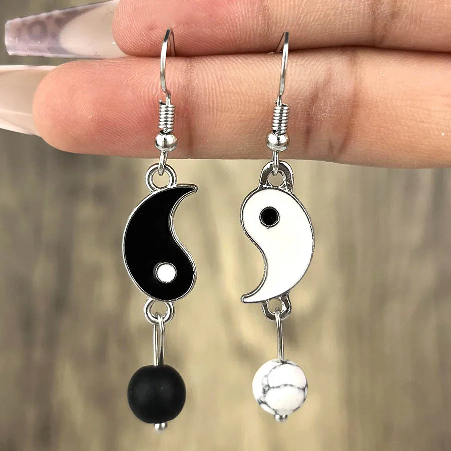 Drip Oil Yin and Yang Drop Earrings