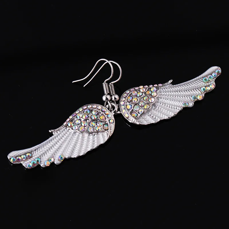 Angel Wings Feather Crystal Earrings