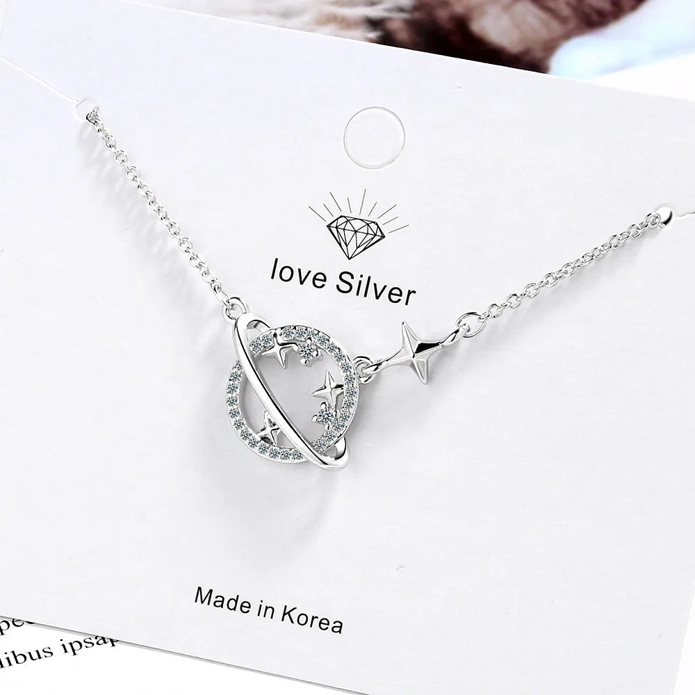 Zircon Planet Universe Pendant Necklace